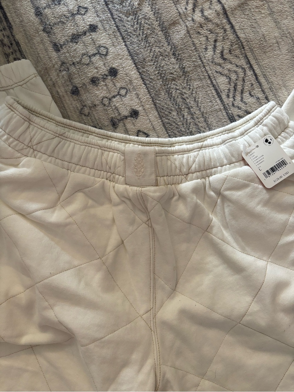 NEW Free People white quilted jogger sweatpants - Picture 4 of 6